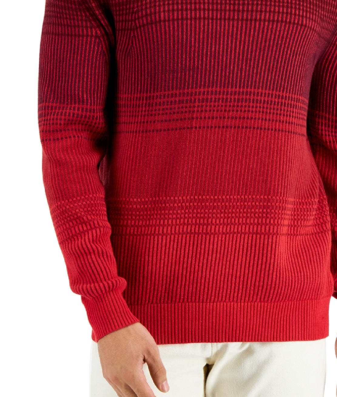Alfani Men's Ombre Striped Sweater Red Size Large