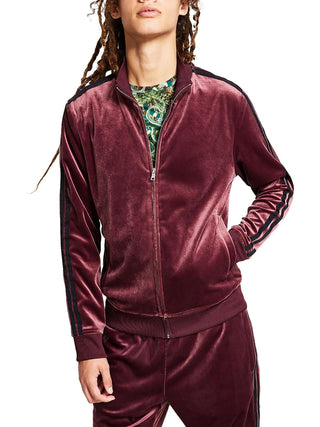 INC International Concepts Men's Velour Sweatshirt Track Jacket Red Size Small