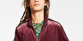 INC International Concepts Men's Velour Sweatshirt Track Jacket Red Size Large