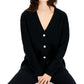 INC International Concepts Women's Rhinestone Button Chunky Cardigan Black Size Large