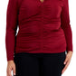 INC International Concepts Women's Keyhole Ruched Front Top Red Size 4X
