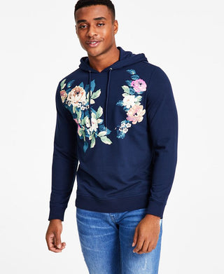 INC International Concepts Men's Andres Regular Fit Floral Hoodie Blue Size Small