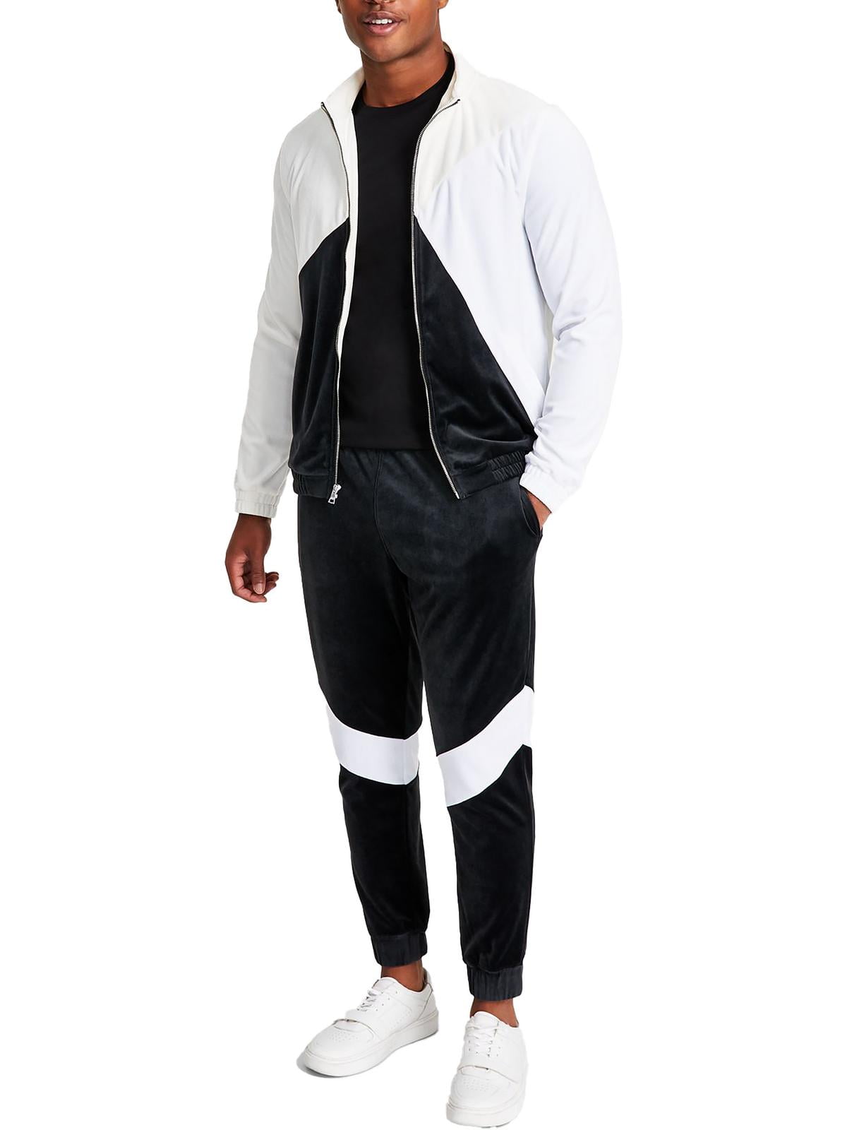 INC International Concepts Men's Velour Colorblock Track Jacket White Size X-Small