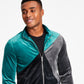 INC International Concepts Men's Regular Fit Pieced Colorblocked Velour Jacket Green Size Large
