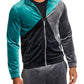 INC International Concepts Men's Regular Fit Pieced Colorblocked Velour Jacket Green Size Large