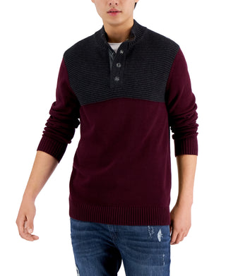 INC International Concepts Men's Colorblocked Mock Neck Sweater Red Size XX-Large