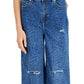 INC International Concepts Women's Animal Print Destructed Wide Leg Jeans Blue Size 4