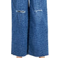INC International Concepts Women's Animal Print Destructed Wide Leg Jeans Blue Size 6