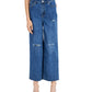 INC International Concepts Women's Animal Print Destructed Wide Leg Jeans Blue Size 6