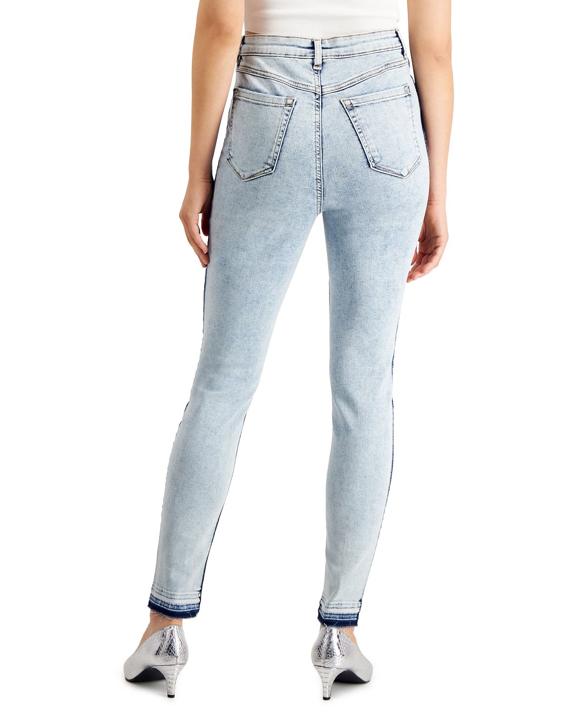 INC International Concepts Women's High Rise Ripped Skinny Jeans Blue Size 14