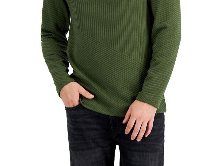 Alfani Men's Directional Ribbed Sweater Green Size Medium