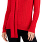 Charter Club Women's Solid Cable Scarf Sweater Red Size X-Large