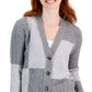 Charter Club Women's Patchwork Knit Cardigan Gray Size X-Small