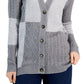 Charter Club Women's Patchwork Knit Cardigan Gray Size X-Small
