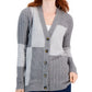 Charter Club Women's Patchwork Knit Cardigan Gray Size X-Small