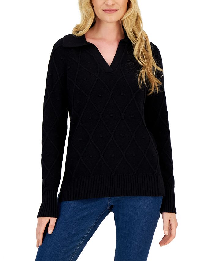 Charter Club Women's Long Sleeve Sweater Black Size X-Small