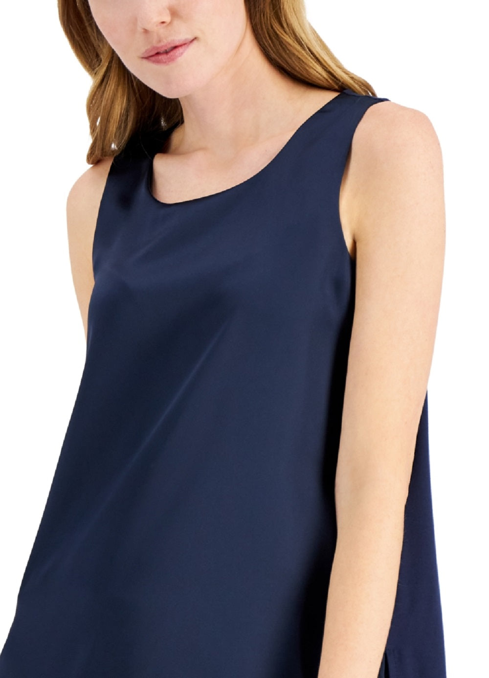Alfani Women's Satin Front Sleeveless Tank Top Blue Size X-Large