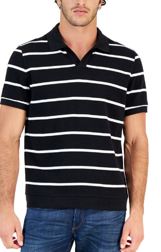 Club Room Men's Johnny Collar Polo Black Size Large