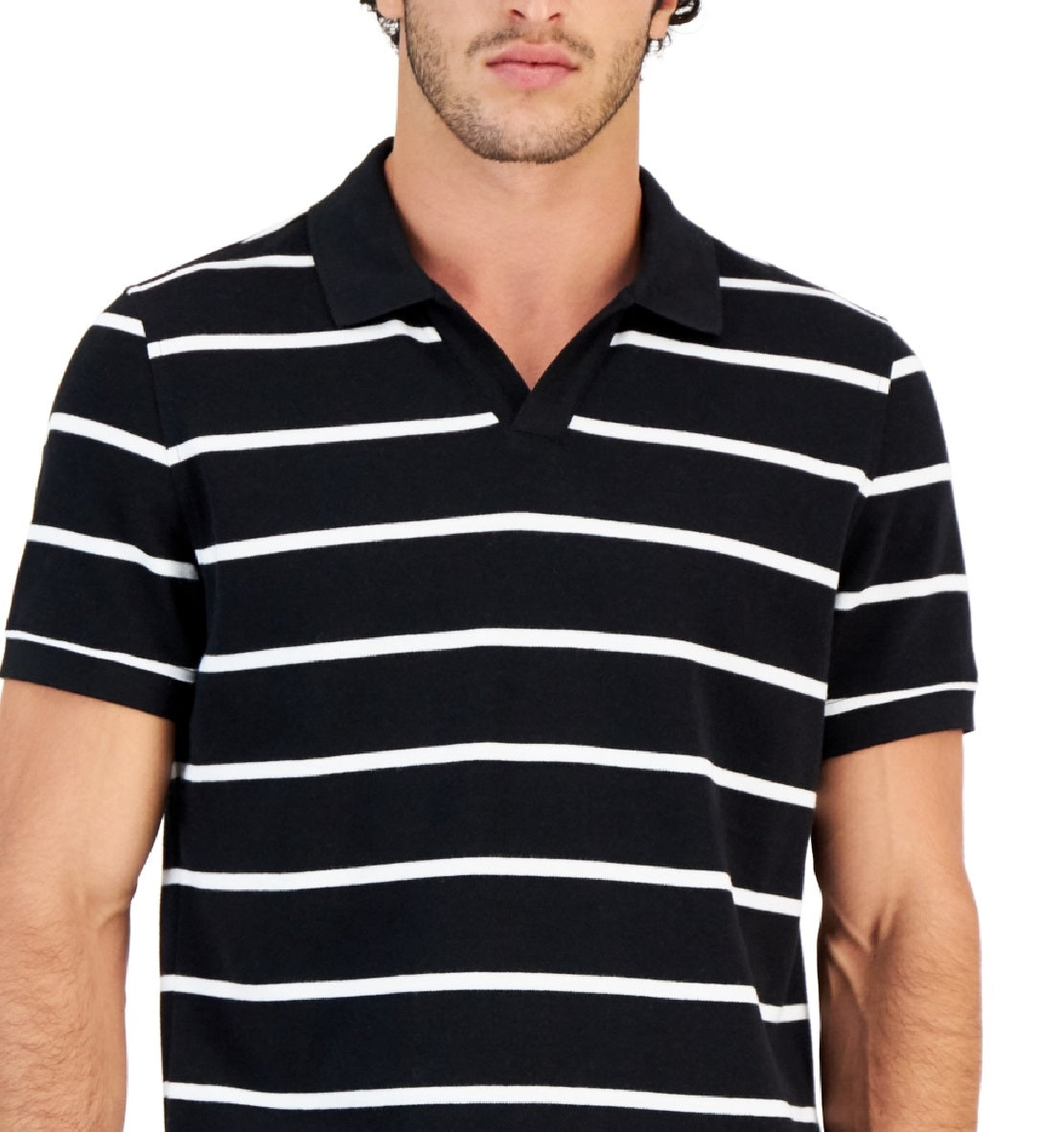 Club Room Men's Johnny Collar Polo Black Size Large