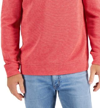 Club Room Men's Birdseye Quarter Zip Pullover Orange Size Medium