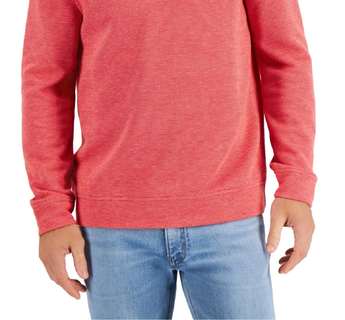 Club Room Men's Birdseye Quarter Zip Pullover Orange Size Large