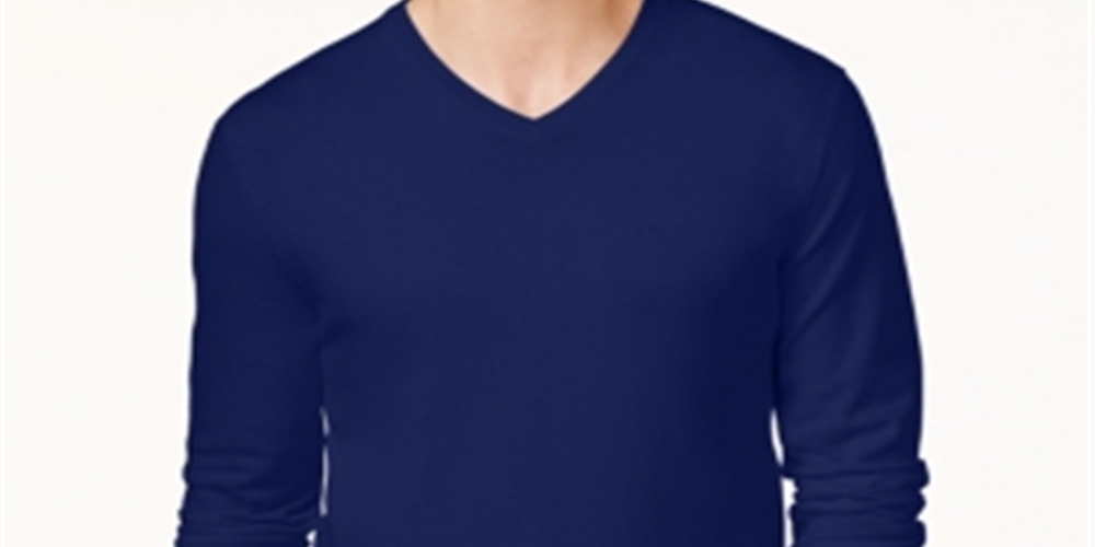 Alfani Men's V Neck Sweater Blue Size Medium