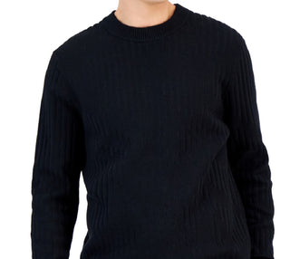 Alfani Men's Ribbed Marble Crewneck Sweater Black Size X-Large