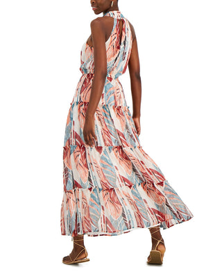 INC International Concepts Women's Printed Halter Dress Blue Size Small