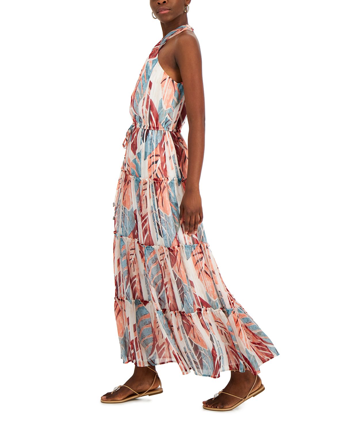 INC International Concepts Women's Printed Halter Dress Blue Size XX-Large