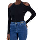 INC International Concepts Women's Ribbed Cold Shoulder Sweater Black Size XX-Large
