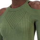 INC International Concepts Women's Ribbed Cold Shoulder Sweater Green Size X-Small