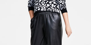 Bar III Women's Cheetah Jacquard Sweater Black Size Medium