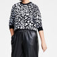 Bar III Women's Cheetah Jacquard Sweater Black Size X-Large