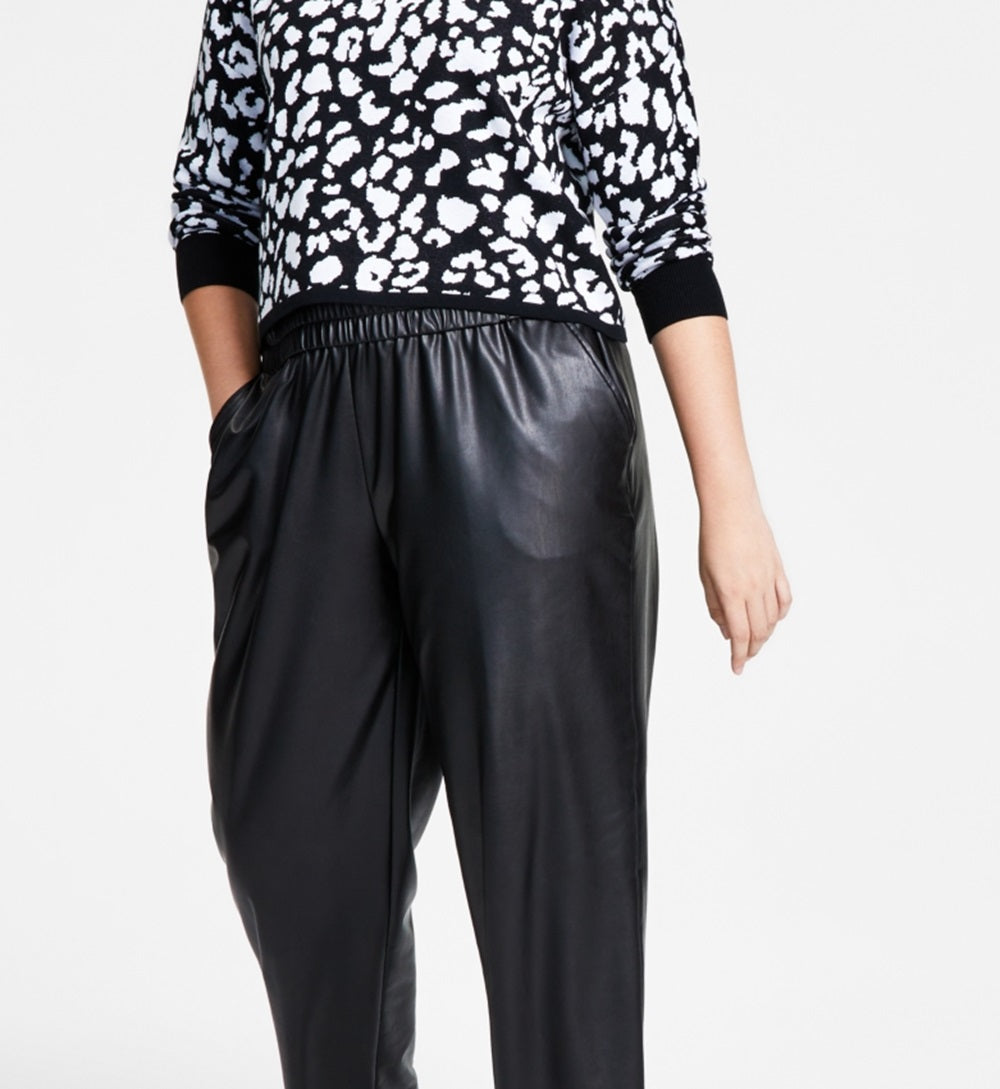 Bar III Women's Cheetah Jacquard Sweater Black Size X-Large