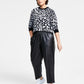 Bar III Women's Cheetah Jacquard Sweater Black Size X-Large