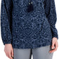 JM Collection Women's Printed Peasant Blouse Blue Size Small
