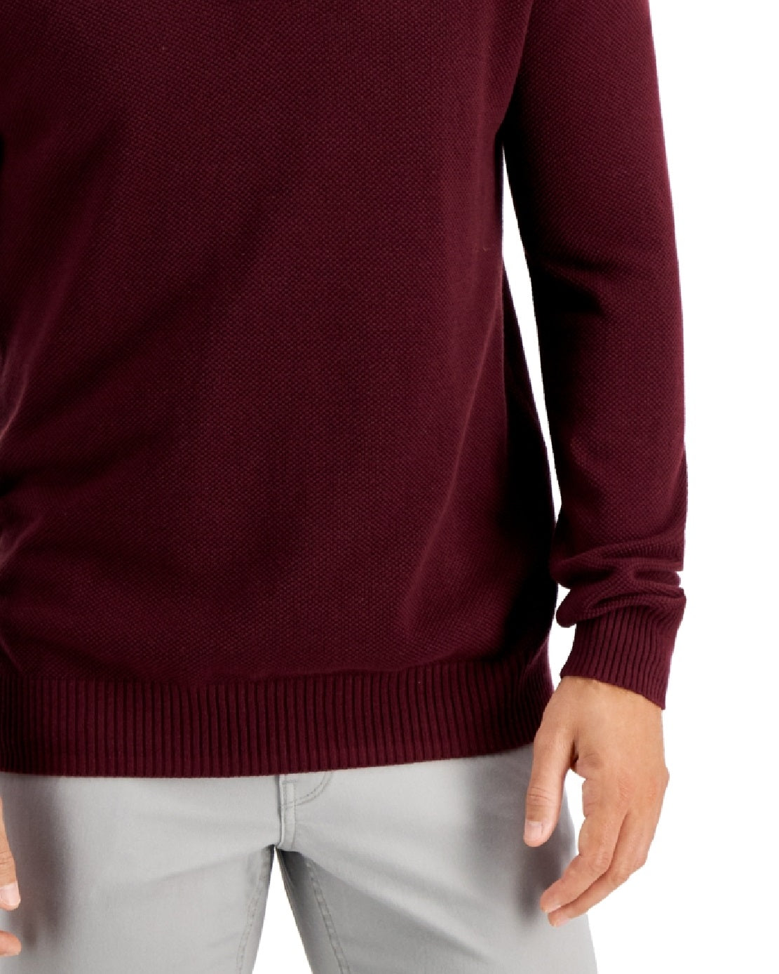 Club Room Men's Quarter Zip Textured Cotton Sweater Red Size Small