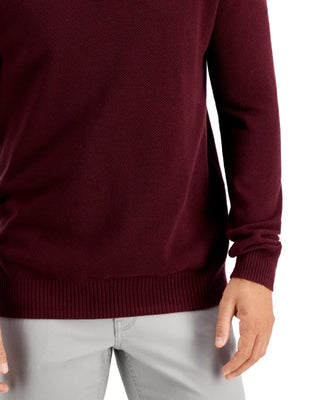 Club Room Men's Quarter Zip Textured Cotton Sweater Red Size Small