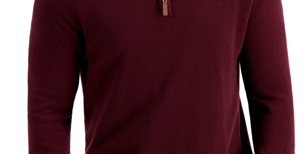 Club Room Men's Quarter Zip Textured Cotton Sweater Red Size XX-Large