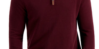 Club Room Men's Quarter Zip Textured Cotton Sweater Red Size XX-Large
