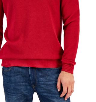 Club Room Men's Quarter Zip Textured Cotton Sweater Red Size XX-Large