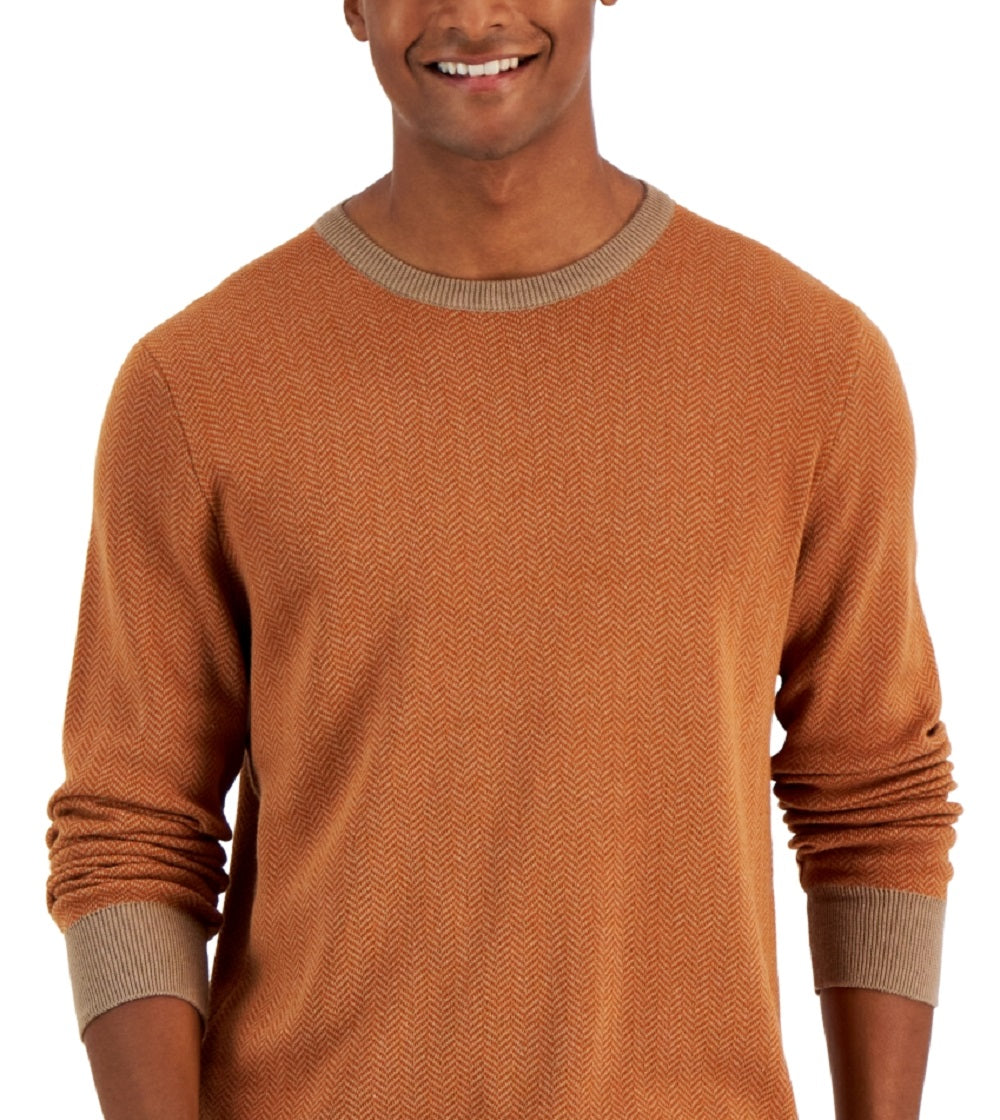 Club Room Men's Herringbone Sweater Brown Size X-Large