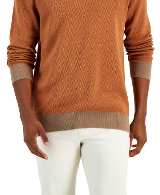 Club Room Men's Herringbone Sweater Brown Size X-Large