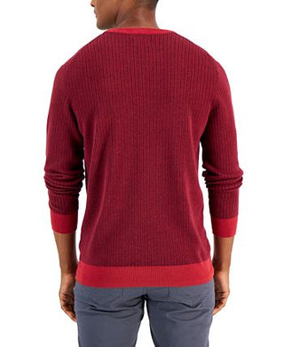 Club Room Men's Two Tone Crewneck Sweater Red Size X-Large