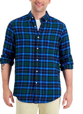 Club Room Men's Regula Fit Plaid Flannel Shirt Blue Size XX-Large