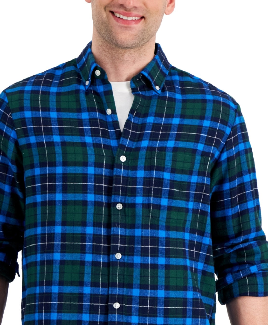 Club Room Men's Regula Fit Plaid Flannel Shirt Blue Size XX-Large
