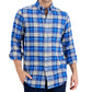 Club Room Men's Regular Fit Plaid Flannel Shirt Blue Size Large