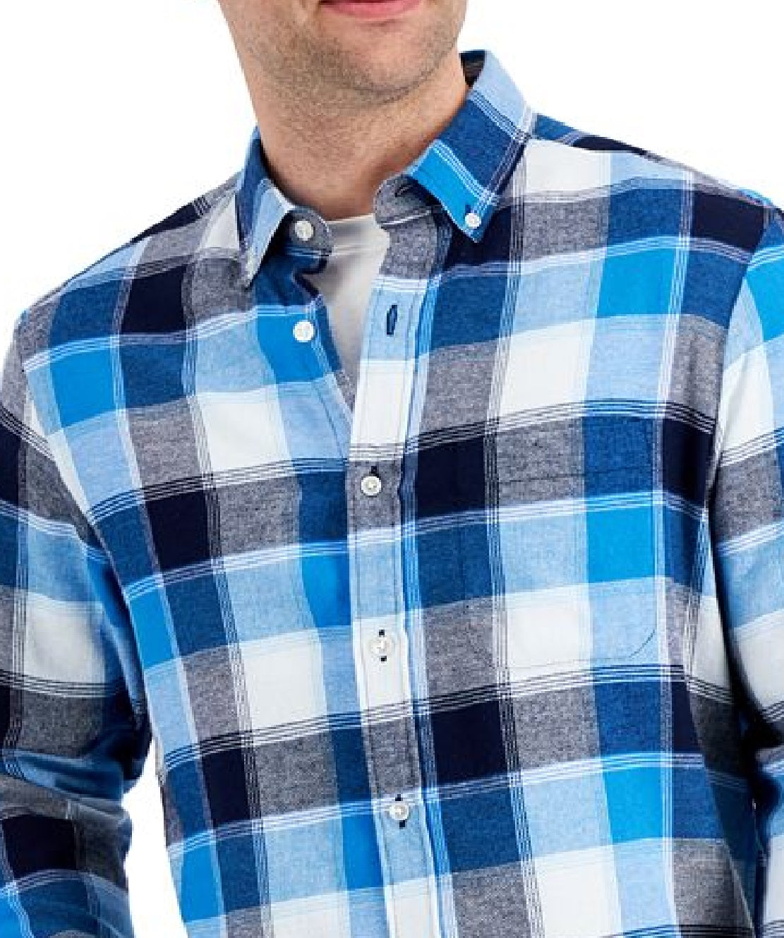 Club Room Men's Regular Fit Plaid Flannel Shirt Blue Size XX-Large