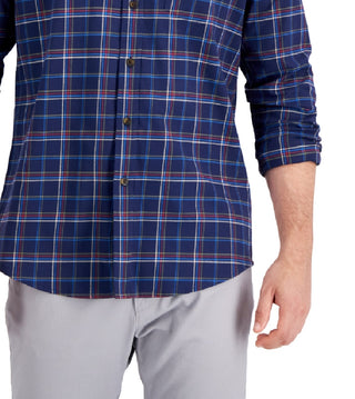 Club Room Men's Regula Fit Brushed Plaid Shirt Blue Size Medium