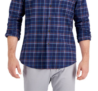Club Room Men's Regular Fit Brushed Plaid Shirt Blue Size XX-Large